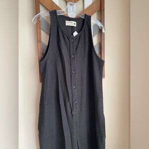 NEW XS Back Beat Co Wide Leg Jumpsuit Faded Black Cotton Heavy Ribbed Tank